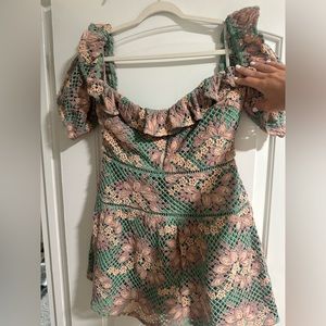 Lovers + Friends off the shoulder crochet dress